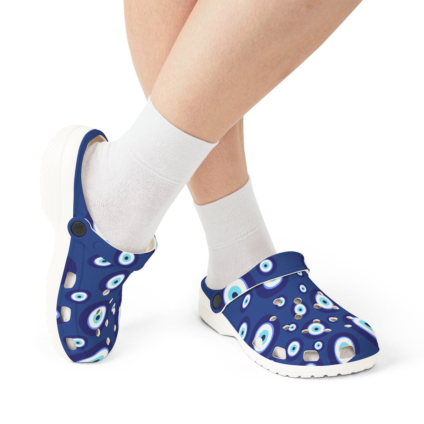 Evil Eye Pattern EVA Clogs - Blue Protective Slip-On Shoes