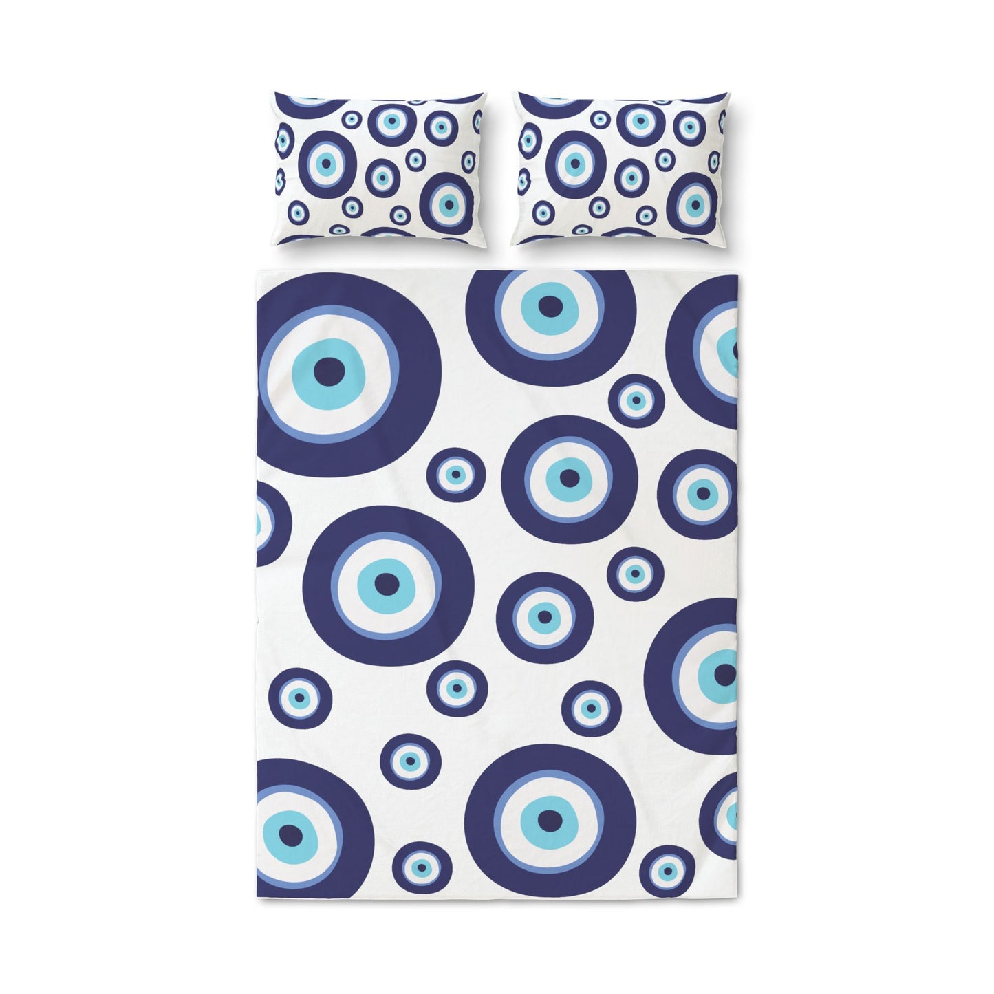 Evil Eye Duvet Cover Set — Blue Nautical Circle Quilt Cover (3-Piece)