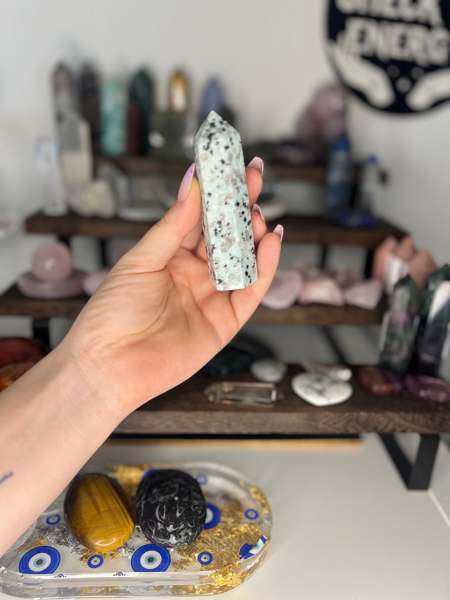 Amazonite with Clear Quartz Tower