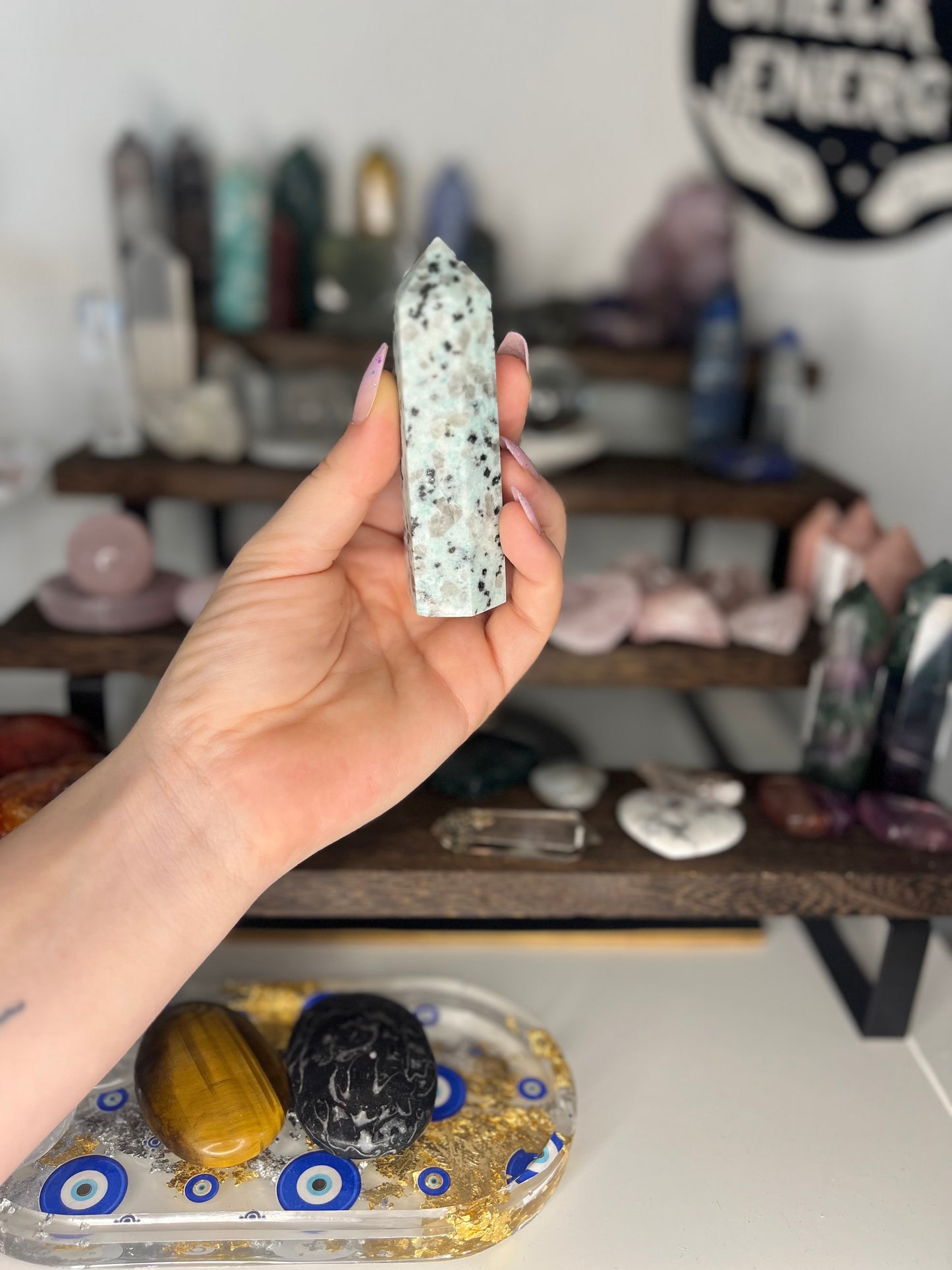 Amazonite with Clear Quartz Tower
