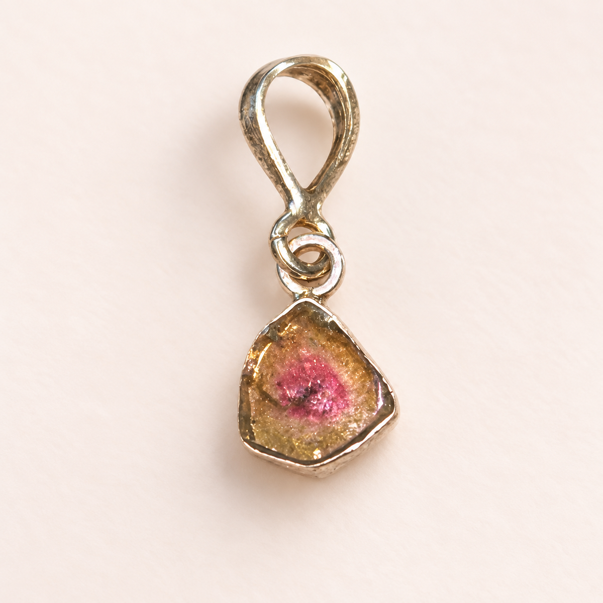 Watermelon Tourmaline Slice Pendant