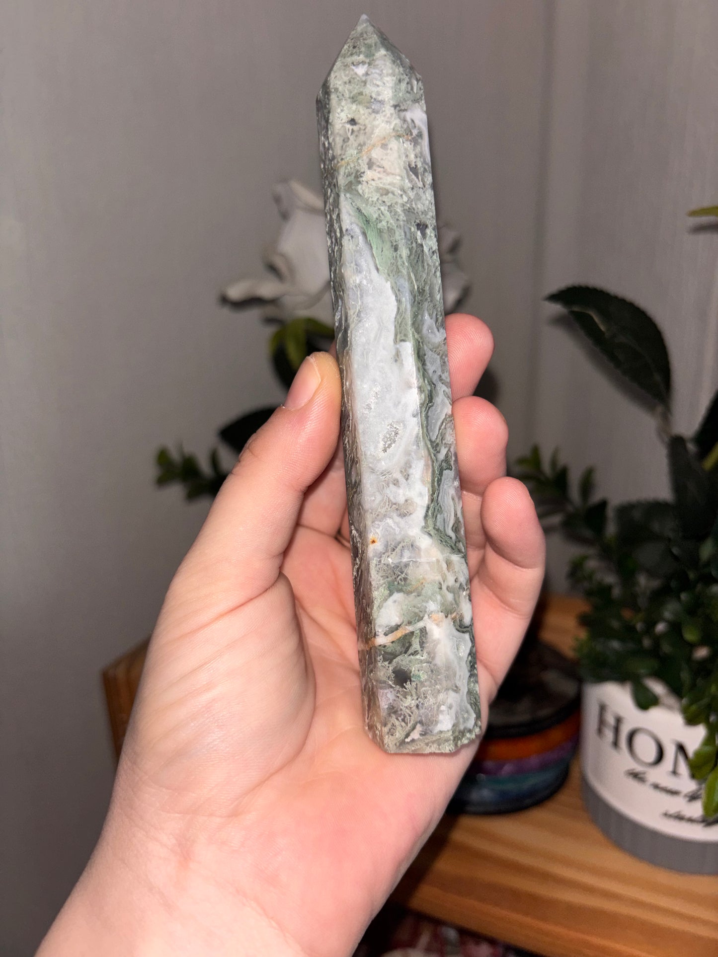 Green Moss Agate Tower