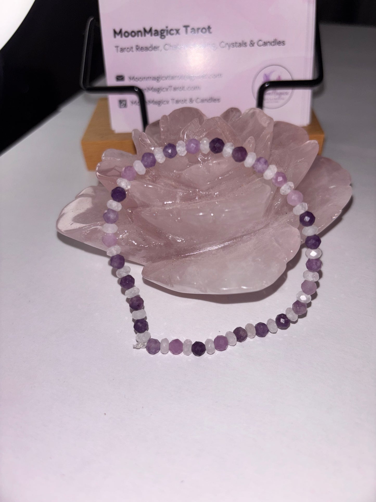 Grade A Natural Clear Quartz & Lepidolite Bracelet