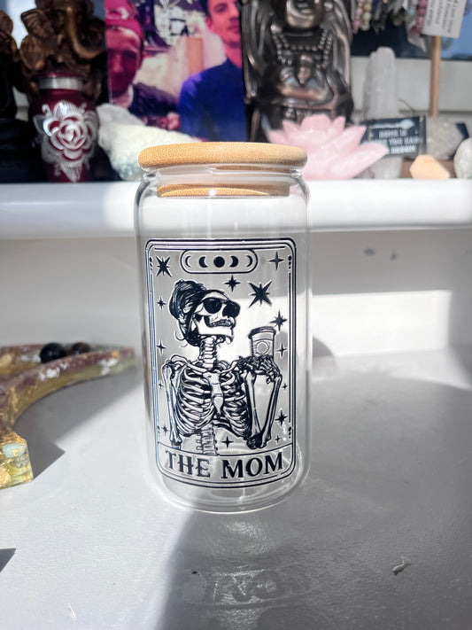 Mystic Tarot Glass Can – Bamboo Lid & Glass Straw