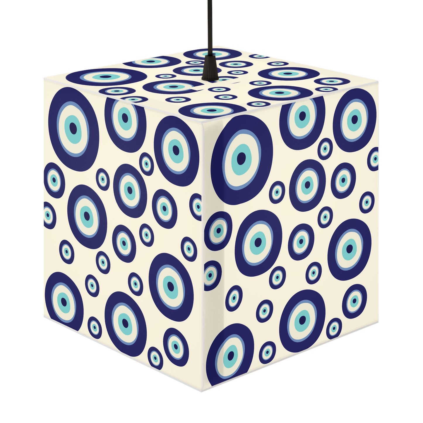 Evil Eye Pattern Light Cube Lamp — Blue Nazar Hanging Pendant