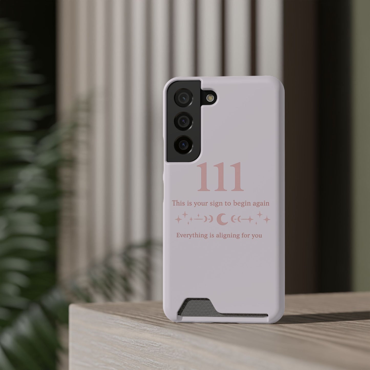 Phone Case with Card Holder — 111 Angel Number Design, 'This Is Your Sign to Begin Again' Protective Card Wallet