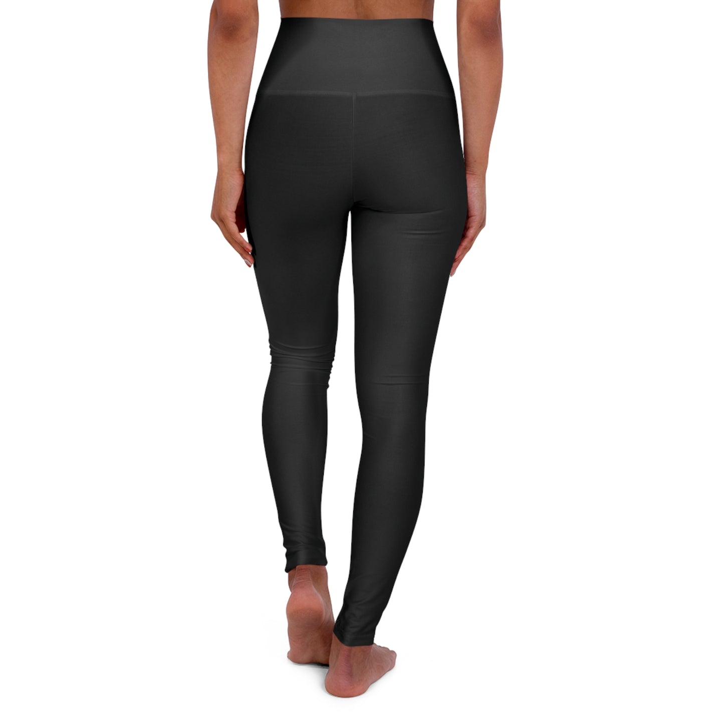 Yoga Leggings — High Waist Black Leggings with Crescent Moon & Purple Accent