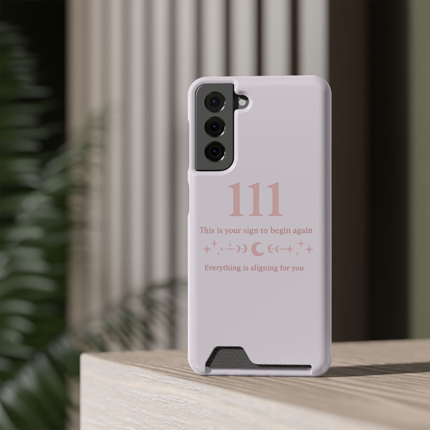 Phone Case with Card Holder — 111 Angel Number Design, 'This Is Your Sign to Begin Again' Protective Card Wallet