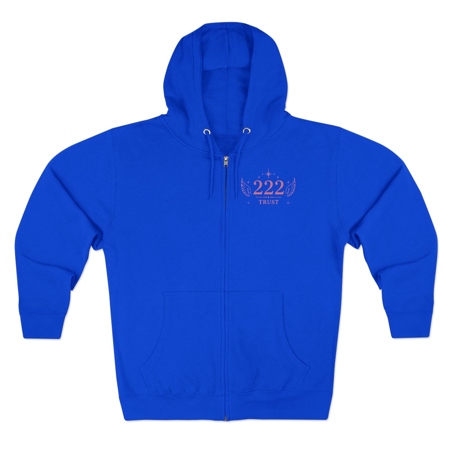 222 Angel Number Zip Hoodie — "Trust the Process" Spiritual Graphic Zip-Up