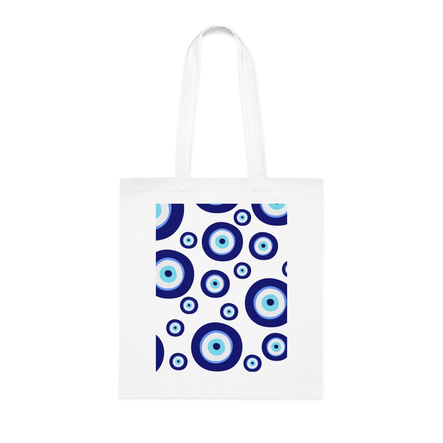 Evil Eye Pattern Cotton Tote Bag — Blue Nazar Protection Market Bag