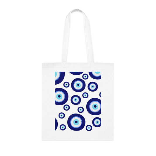 Evil Eye Pattern Cotton Tote Bag — Blue Nazar Protection Market Bag