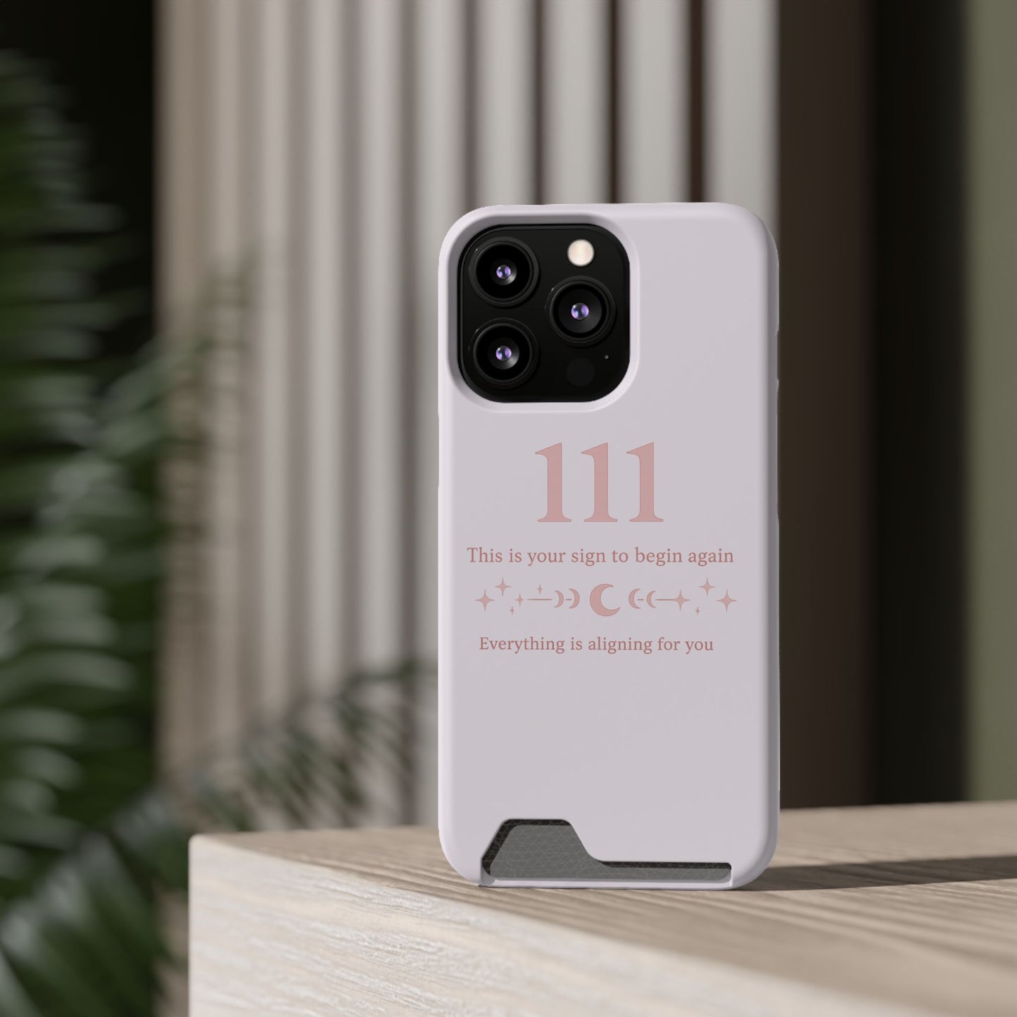 Phone Case with Card Holder — 111 Angel Number Design, 'This Is Your Sign to Begin Again' Protective Card Wallet