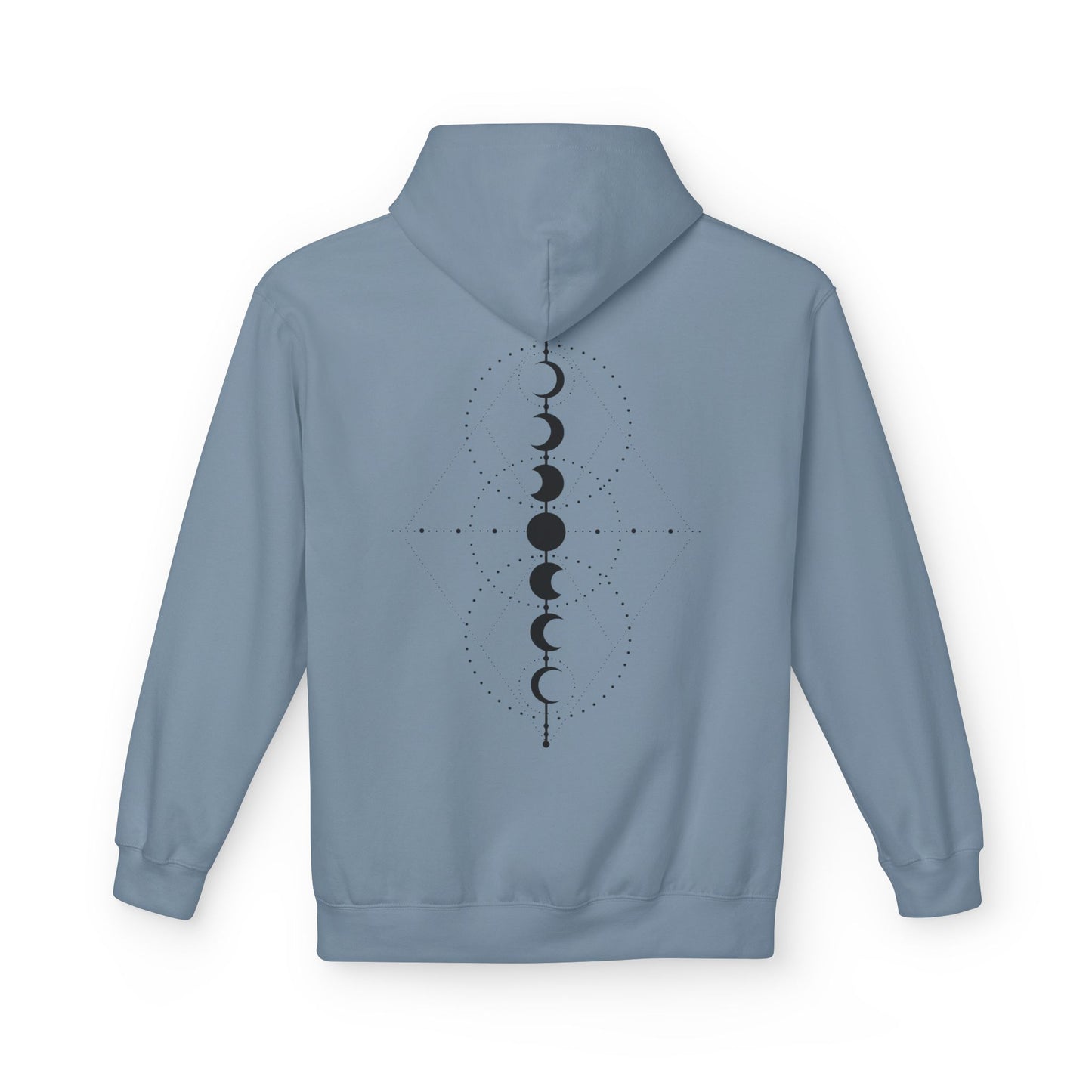 Moon Phase Graphic Hoodie — Minimal Celestial Back Print