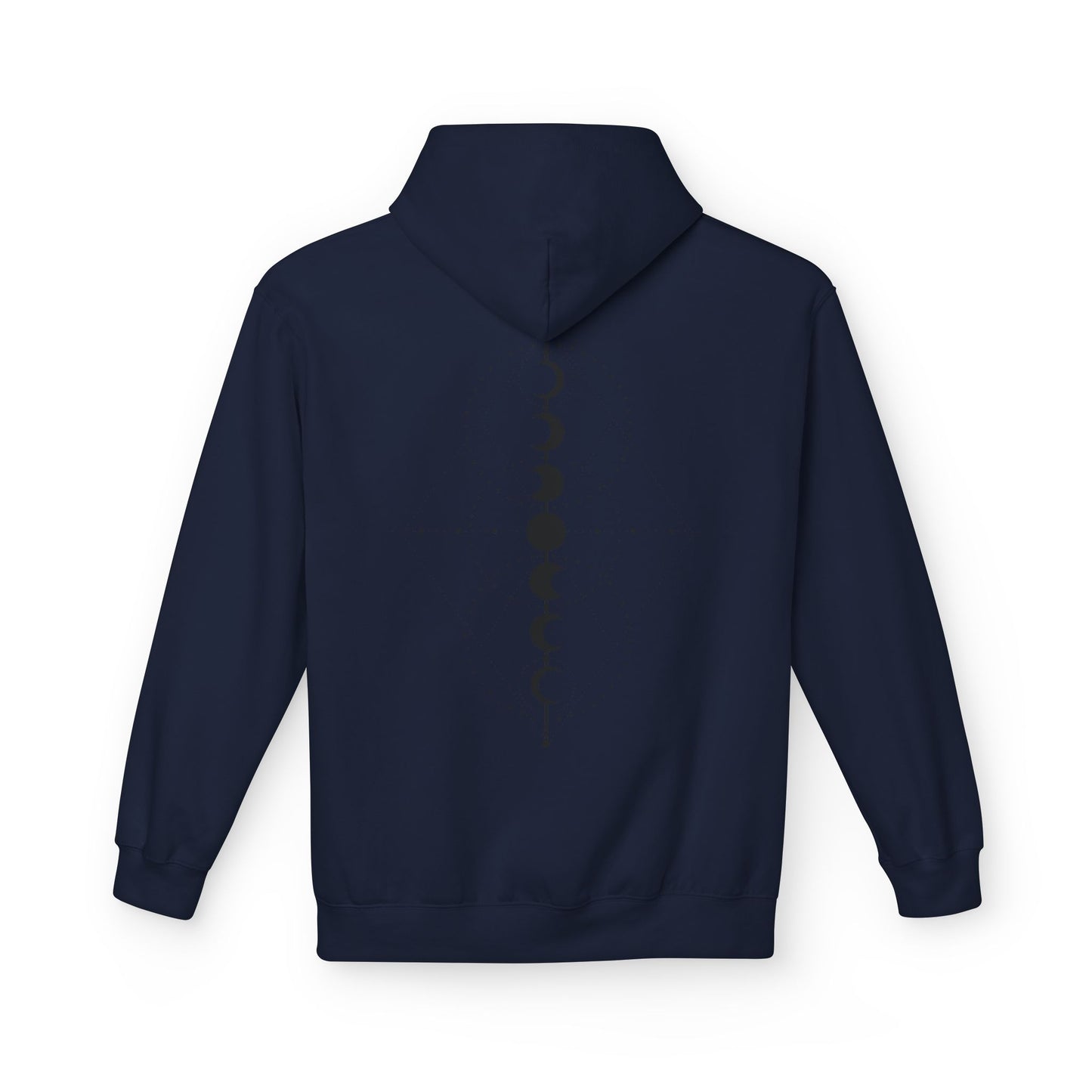 Moon Phase Graphic Hoodie — Minimal Celestial Back Print