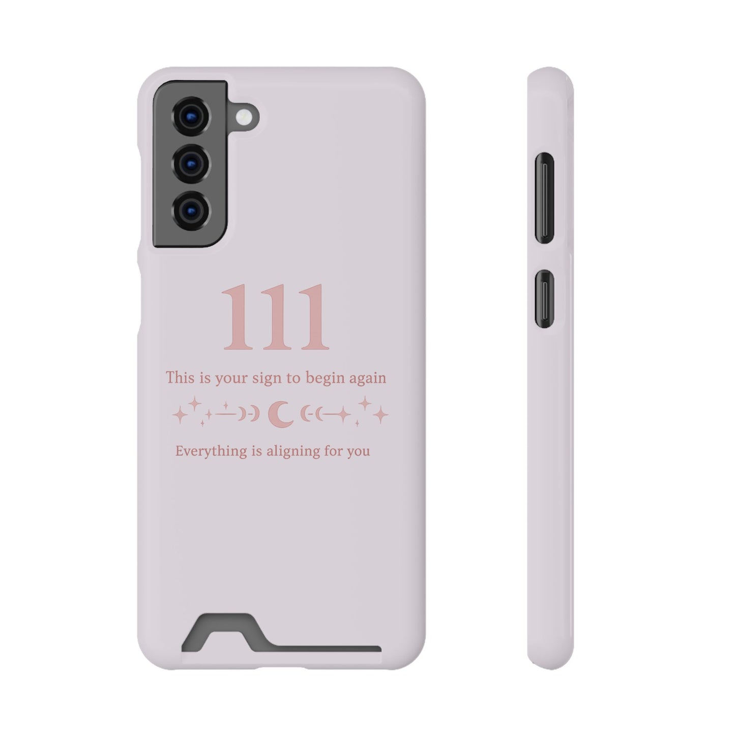 Phone Case with Card Holder — 111 Angel Number Design, 'This Is Your Sign to Begin Again' Protective Card Wallet
