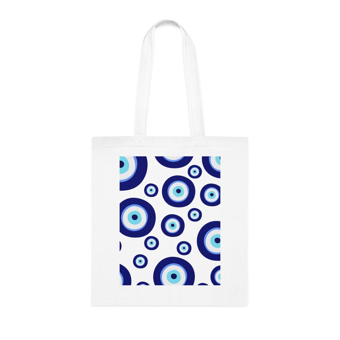 Evil Eye Pattern Cotton Tote Bag — Blue Nazar Protection Market Bag