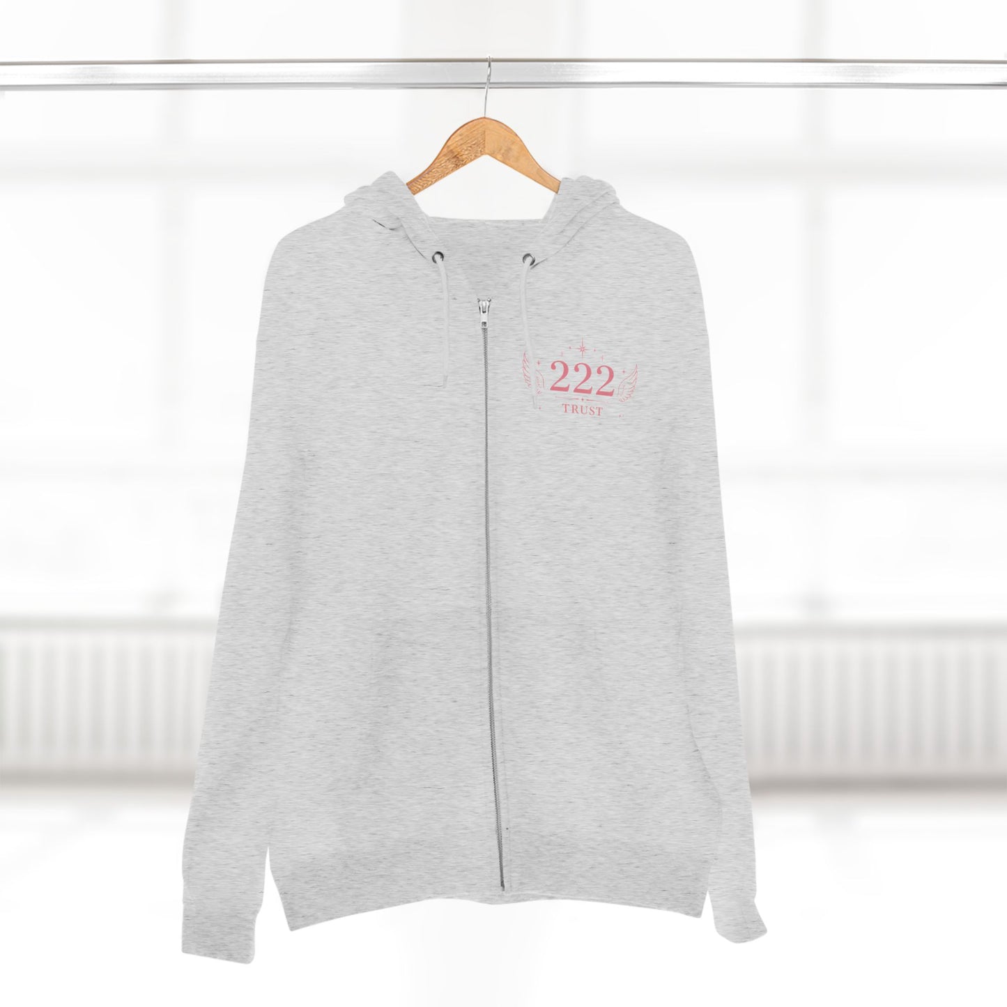 222 Angel Number Zip Hoodie — "Trust the Process" Spiritual Graphic Zip-Up