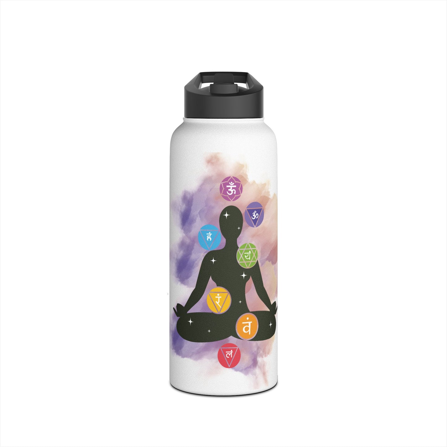 Chakra Meditation Stainless Steel Water Bottle – Yoga Energy Bottle
