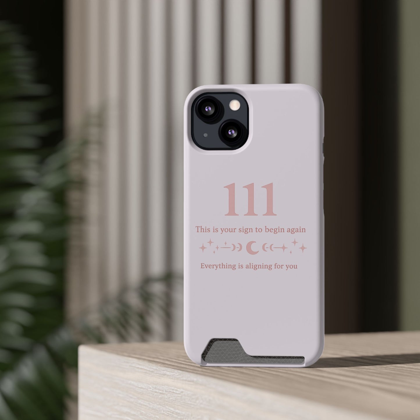 Phone Case with Card Holder — 111 Angel Number Design, 'This Is Your Sign to Begin Again' Protective Card Wallet