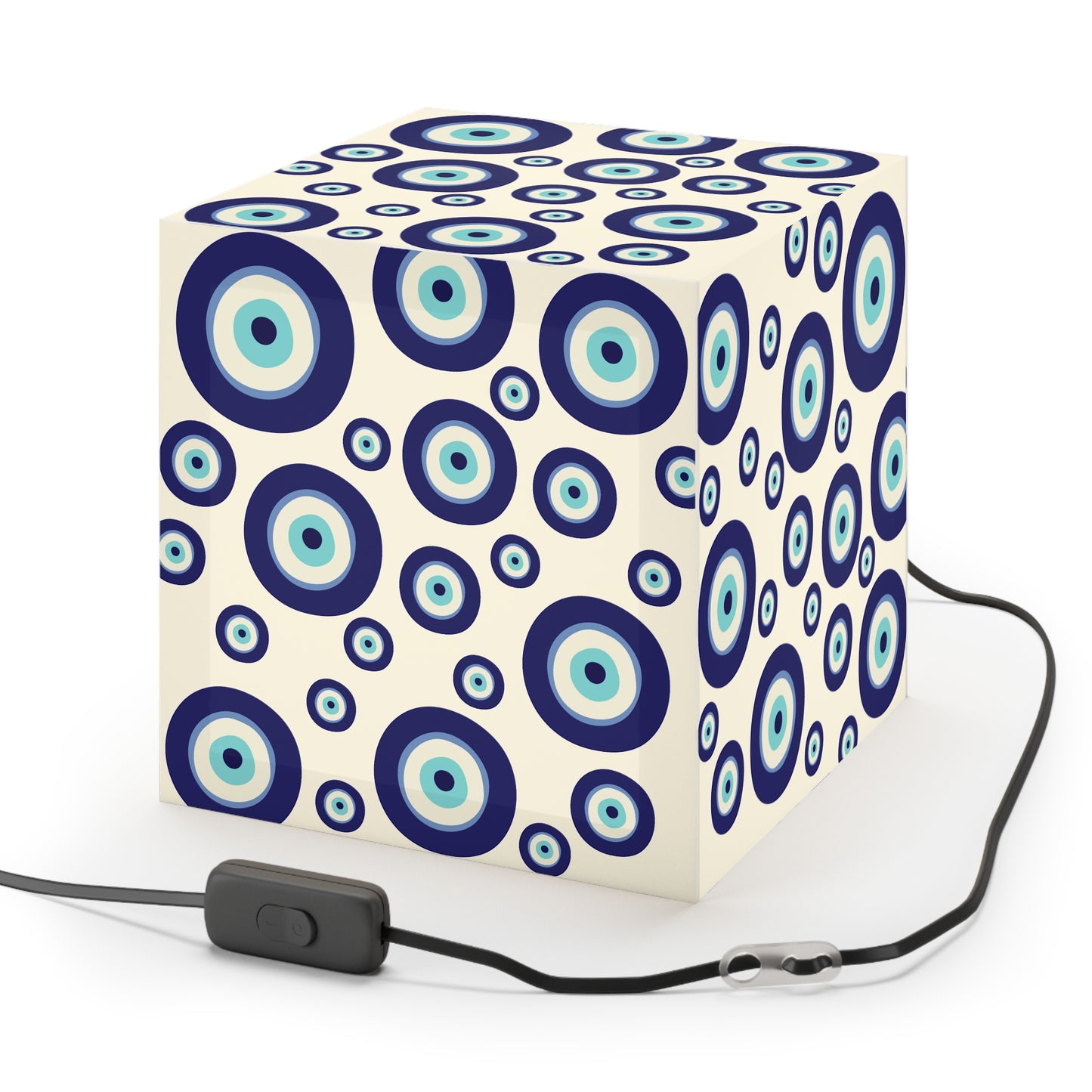 Evil Eye Pattern Light Cube Lamp — Blue Nazar Hanging Pendant