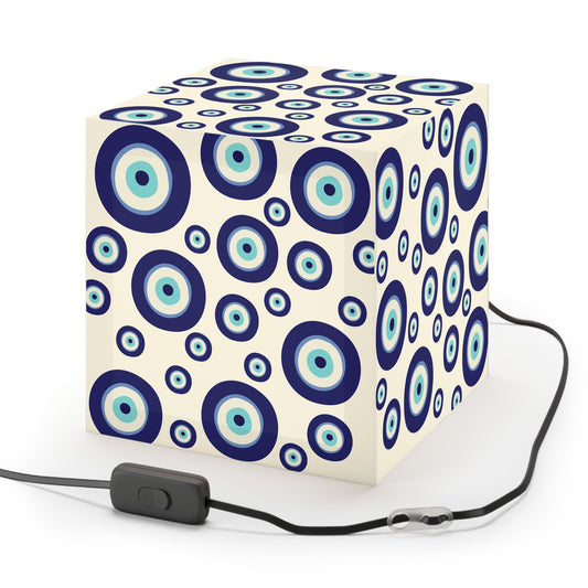 Evil Eye Pattern Light Cube Lamp — Blue Nazar Hanging Pendant
