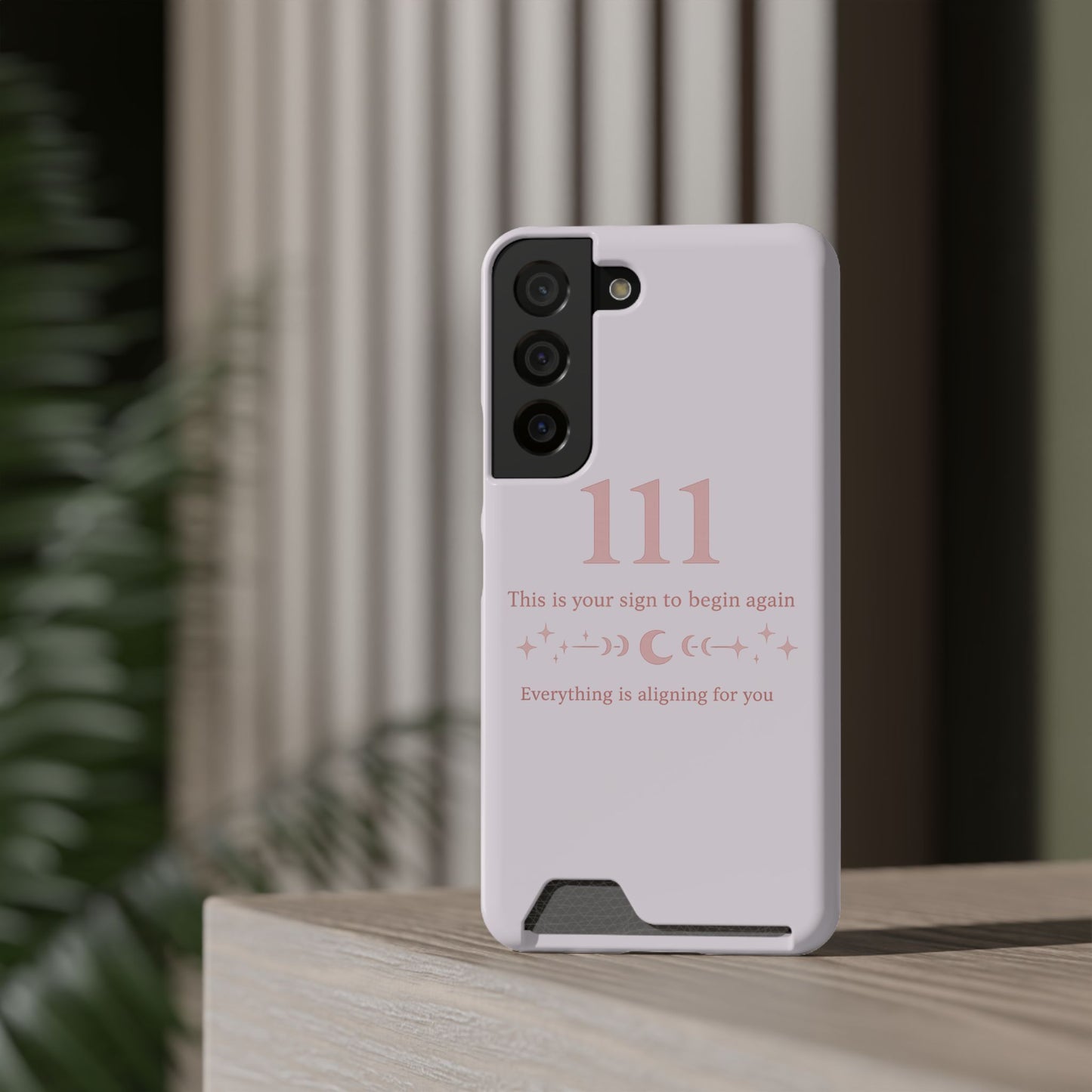 Phone Case with Card Holder — 111 Angel Number Design, 'This Is Your Sign to Begin Again' Protective Card Wallet
