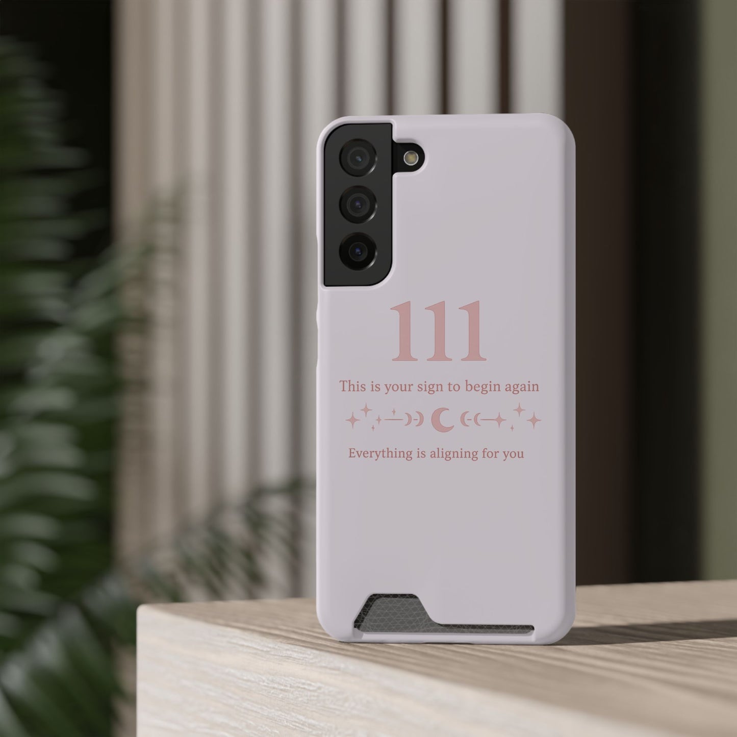 Phone Case with Card Holder — 111 Angel Number Design, 'This Is Your Sign to Begin Again' Protective Card Wallet