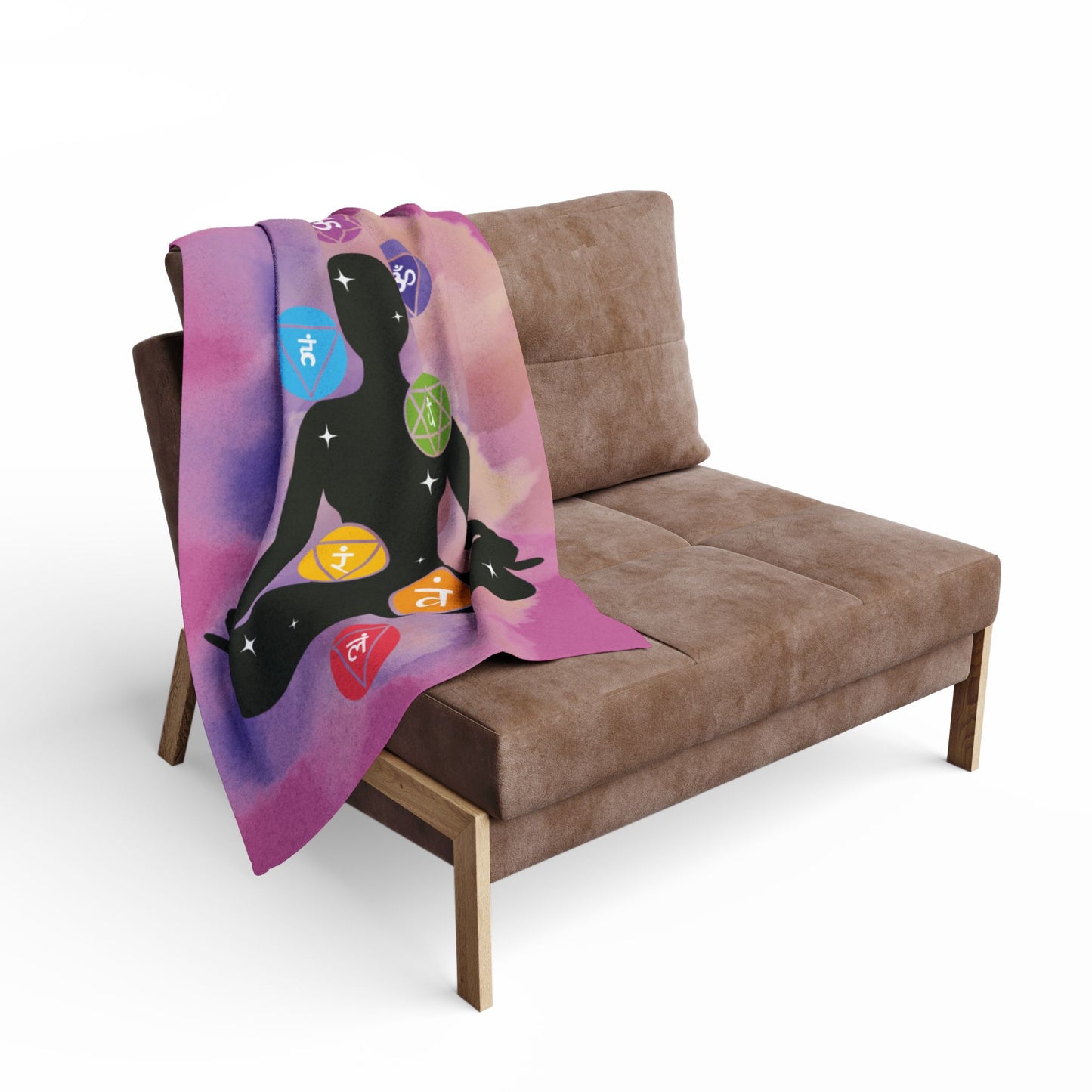 Chakra Meditation Fleece Blanket — Spiritual Yoga Throw for Relaxation & Healing