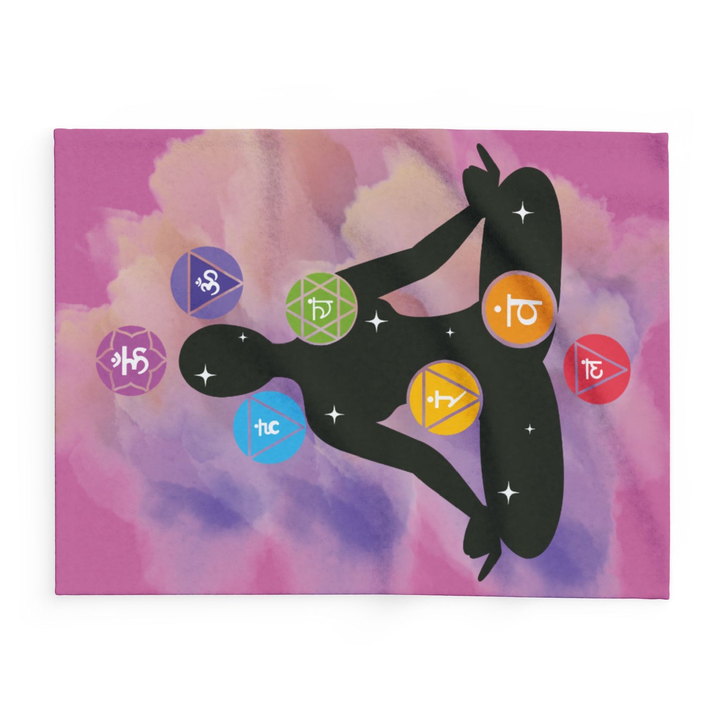Chakra Meditation Fleece Blanket — Spiritual Yoga Throw for Relaxation & Healing