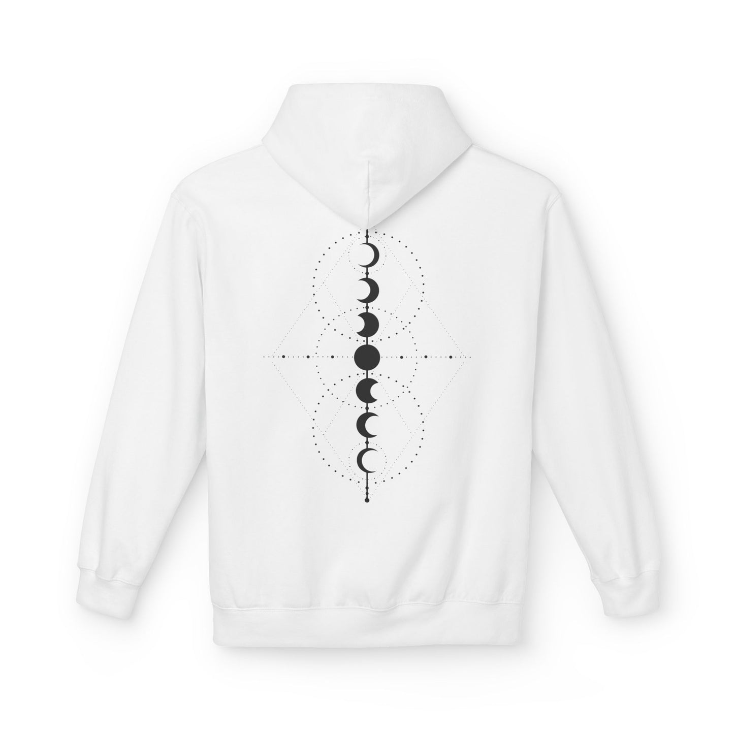 Moon Phase Graphic Hoodie — Minimal Celestial Back Print