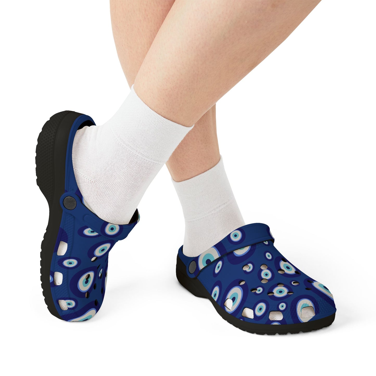 Evil Eye Pattern EVA Clogs - Blue Protective Slip-On Shoes