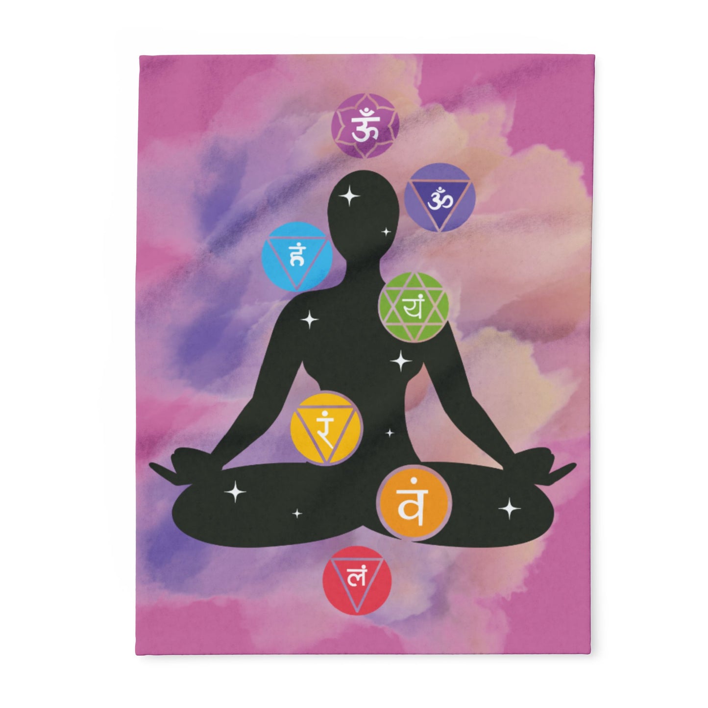 Chakra Meditation Fleece Blanket — Spiritual Yoga Throw for Relaxation & Healing