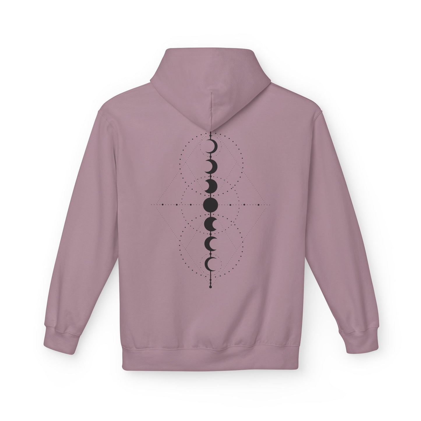 Moon Phase Graphic Hoodie — Minimal Celestial Back Print