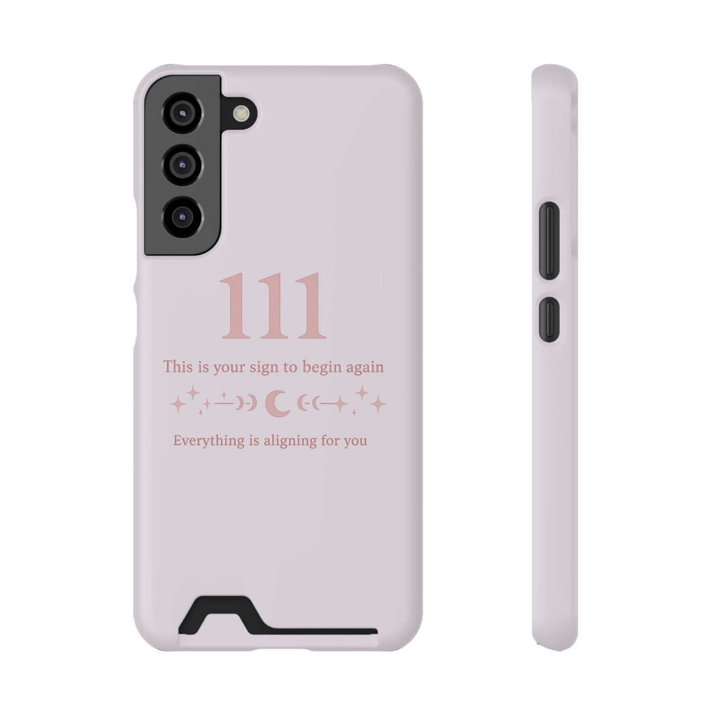 Phone Case with Card Holder — 111 Angel Number Design, 'This Is Your Sign to Begin Again' Protective Card Wallet