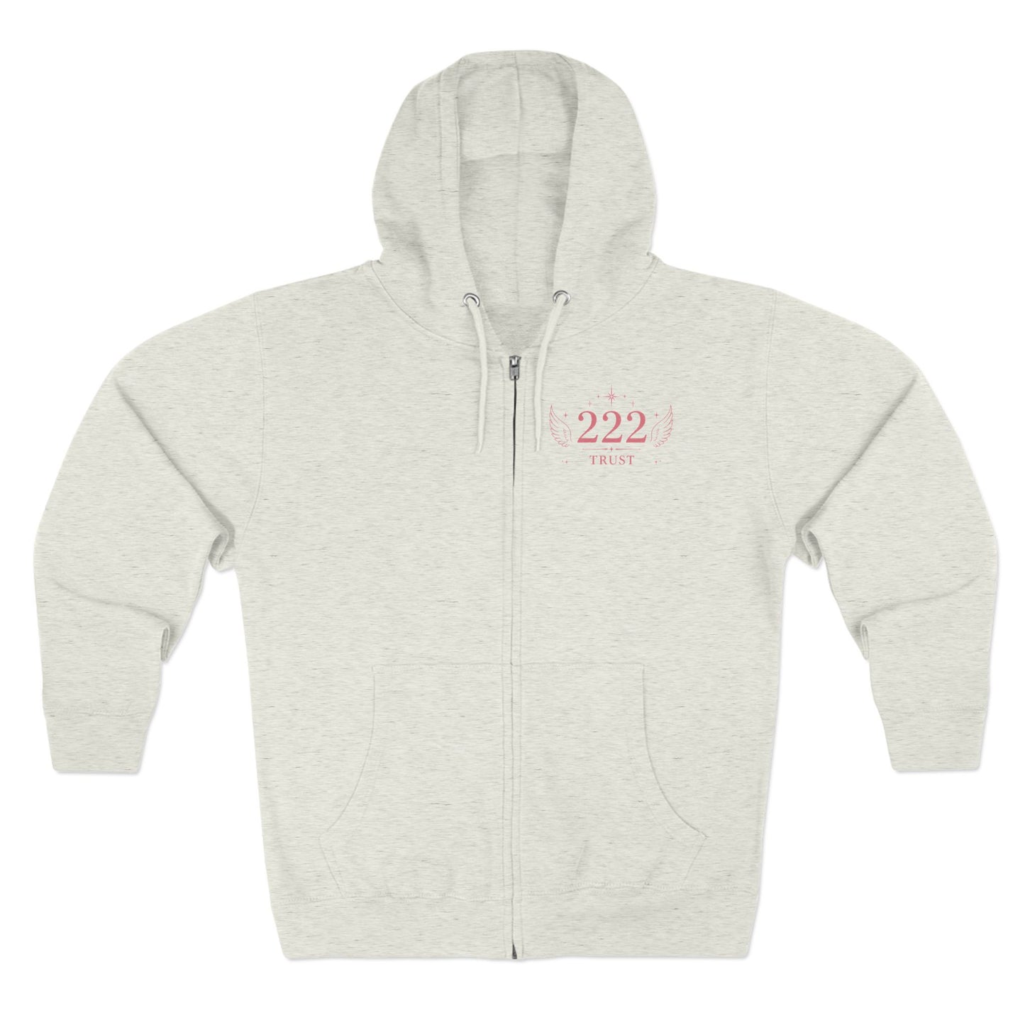 222 Angel Number Zip Hoodie — "Trust the Process" Spiritual Graphic Zip-Up