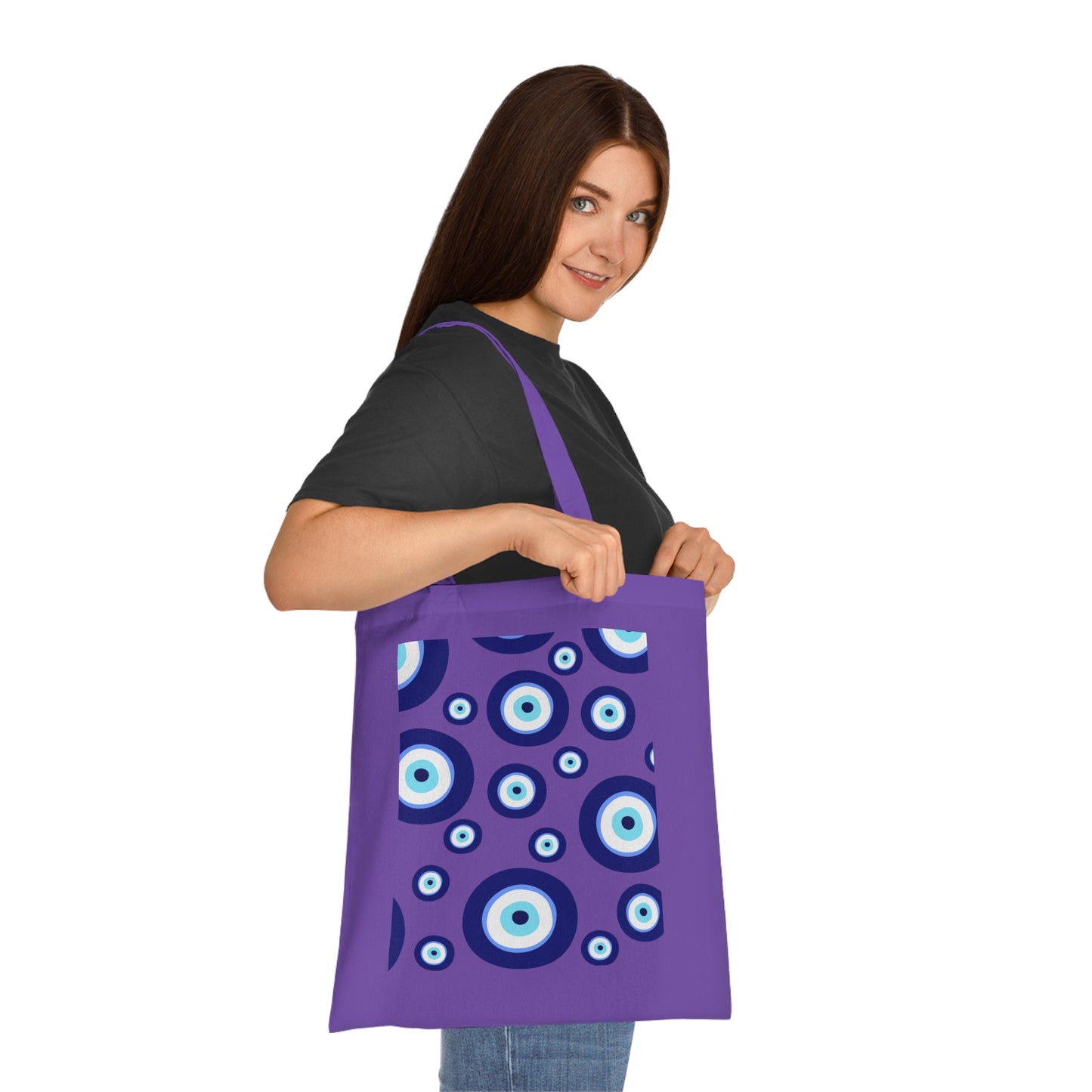 Evil Eye Pattern Cotton Tote Bag — Blue Nazar Protection Market Bag
