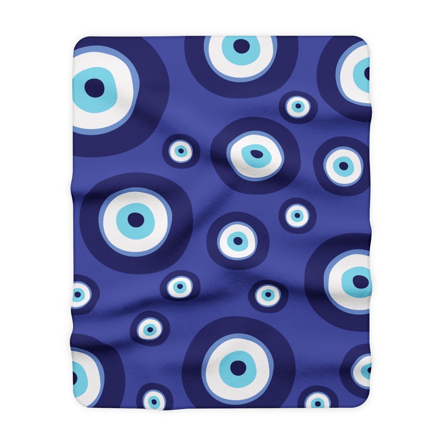 Evil Eye Sherpa Blanket – Cozy Blue Protective Fleece Throw