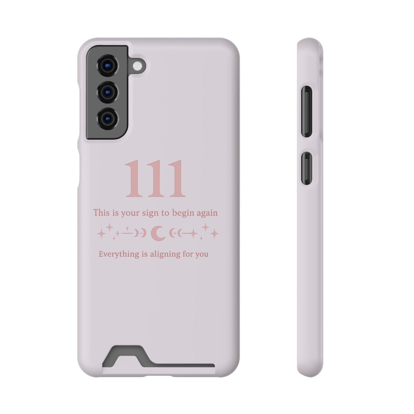 Phone Case with Card Holder — 111 Angel Number Design, 'This Is Your Sign to Begin Again' Protective Card Wallet
