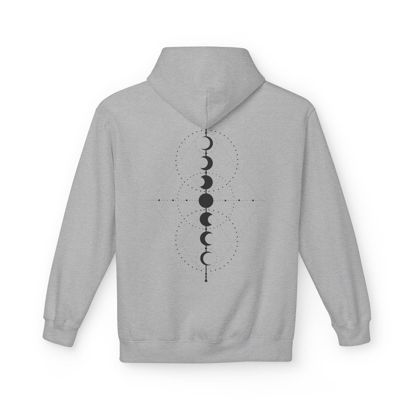 Moon Phase Graphic Hoodie — Minimal Celestial Back Print