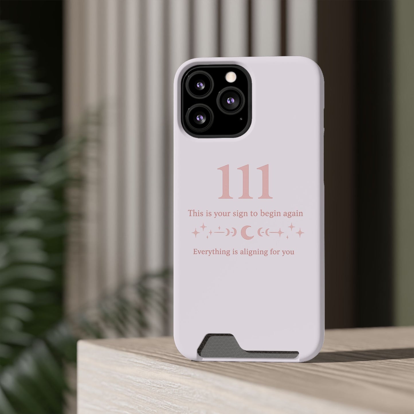 Phone Case with Card Holder — 111 Angel Number Design, 'This Is Your Sign to Begin Again' Protective Card Wallet