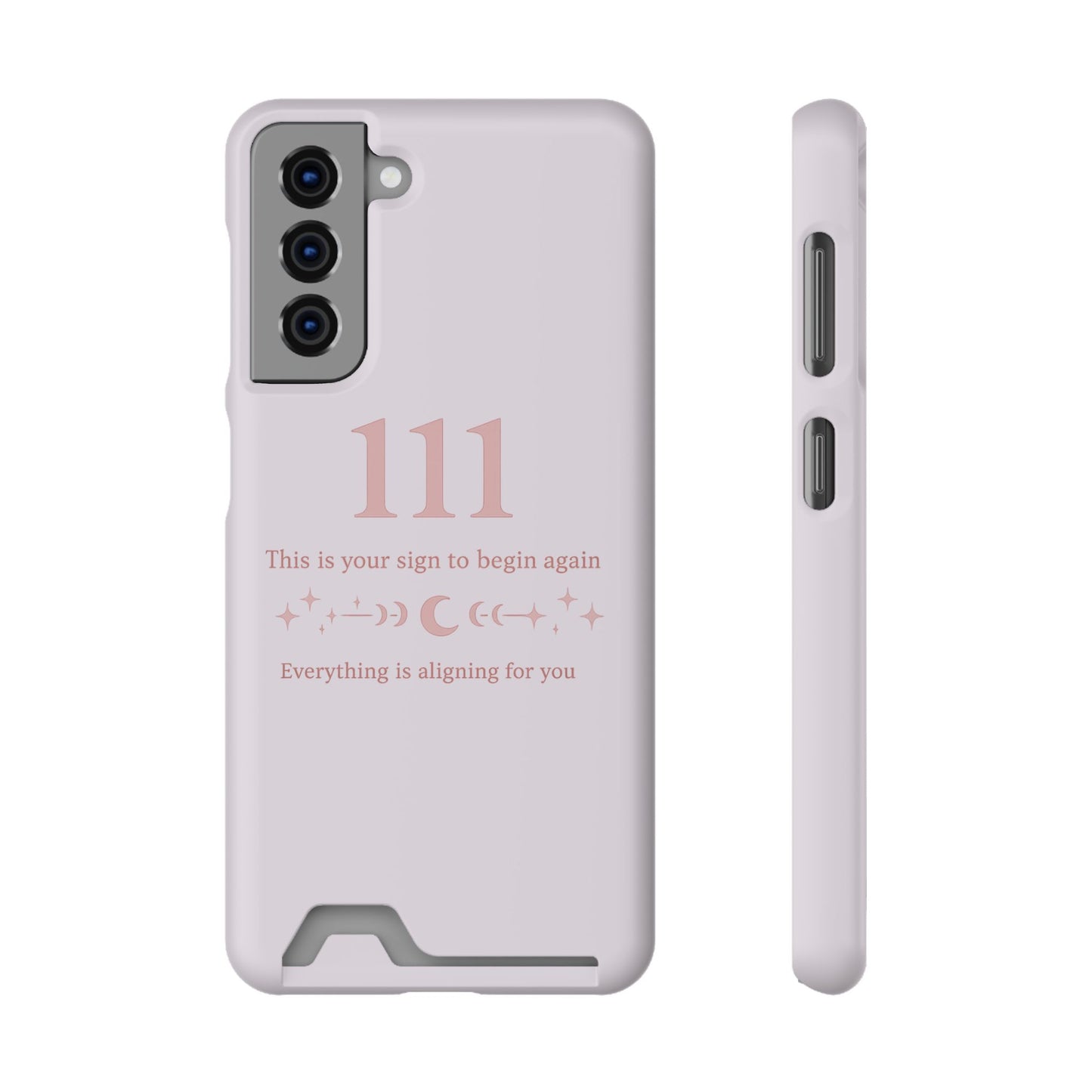 Phone Case with Card Holder — 111 Angel Number Design, 'This Is Your Sign to Begin Again' Protective Card Wallet
