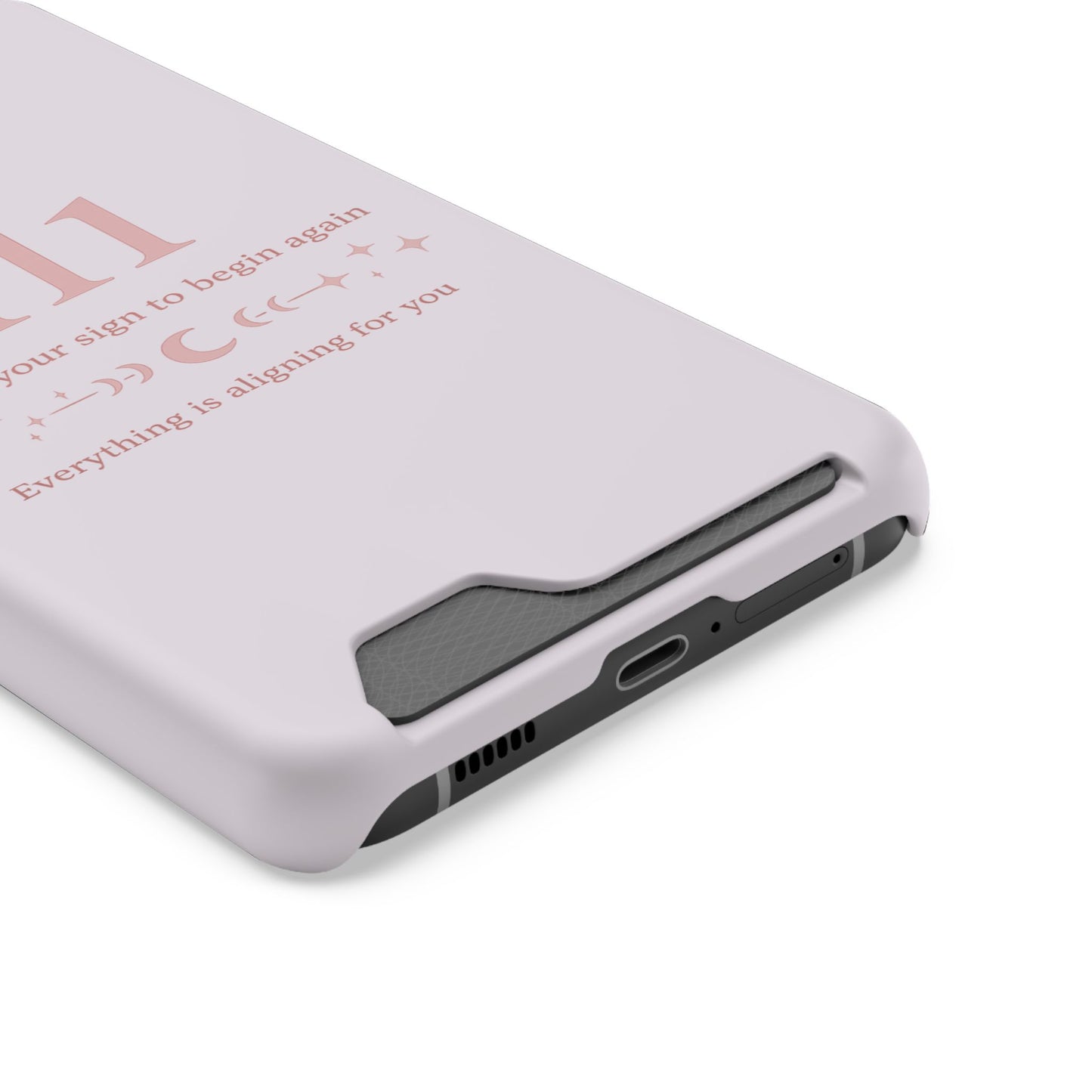 Phone Case with Card Holder — 111 Angel Number Design, 'This Is Your Sign to Begin Again' Protective Card Wallet