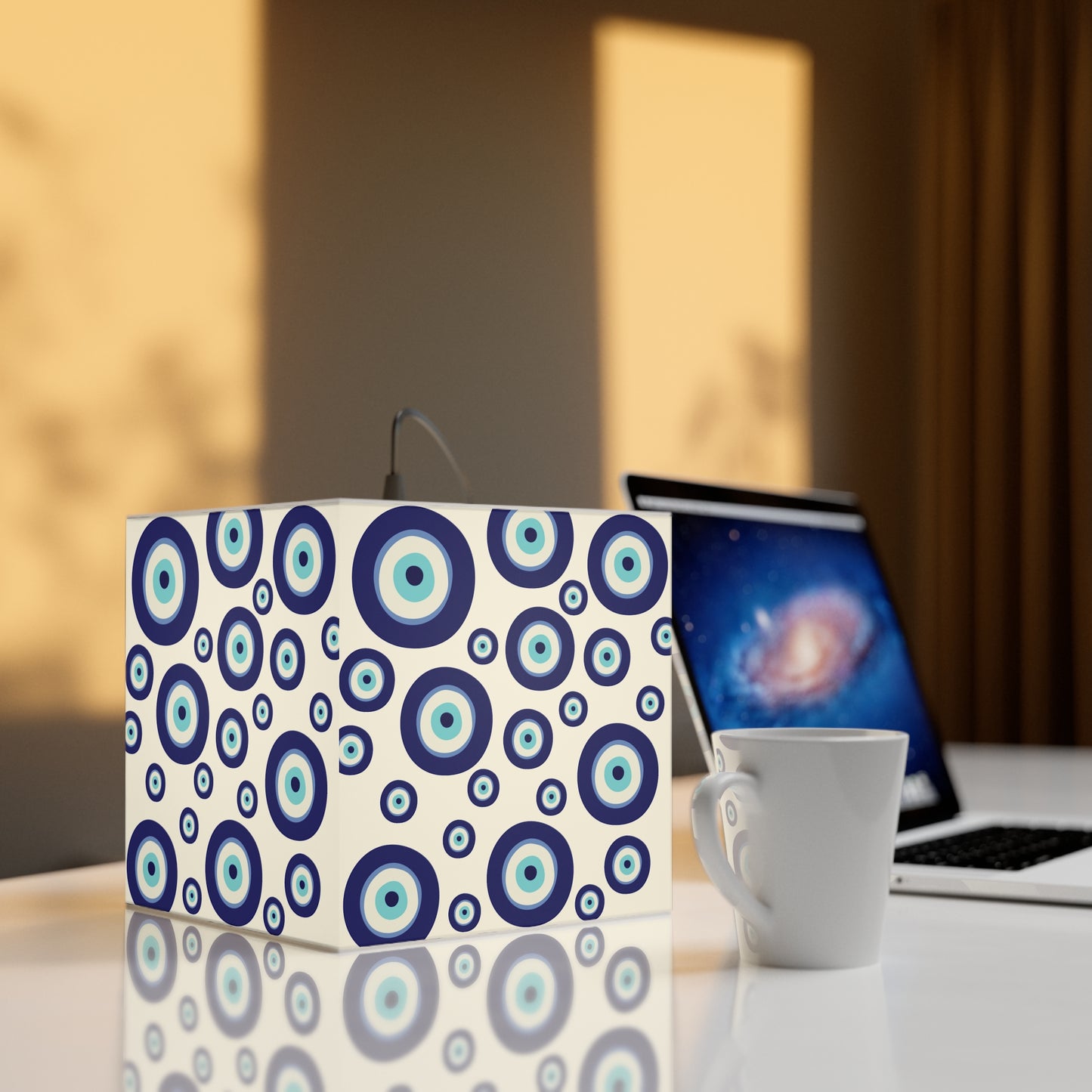 Evil Eye Pattern Light Cube Lamp — Blue Nazar Hanging Pendant