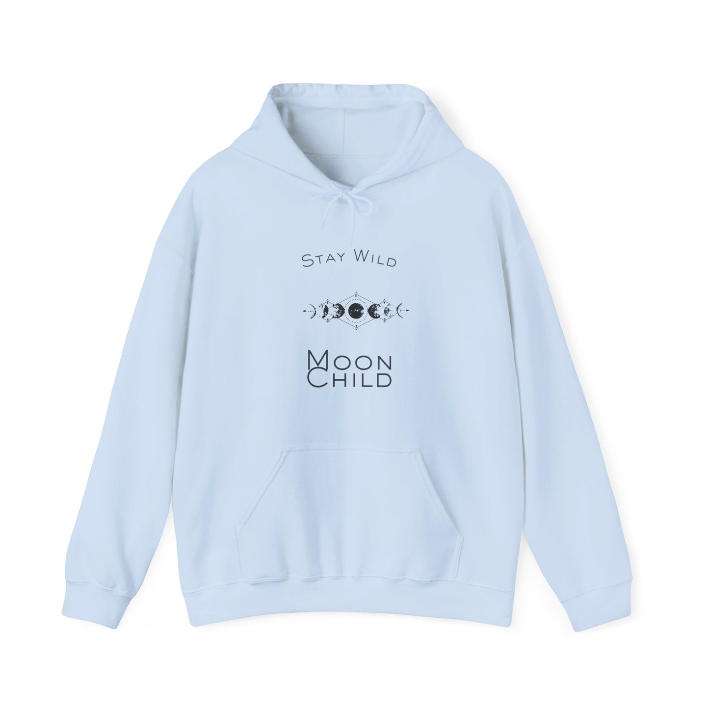 Moon Child Hoodie – "Stay Wild" Phases of the Moon Graphic Hoodie