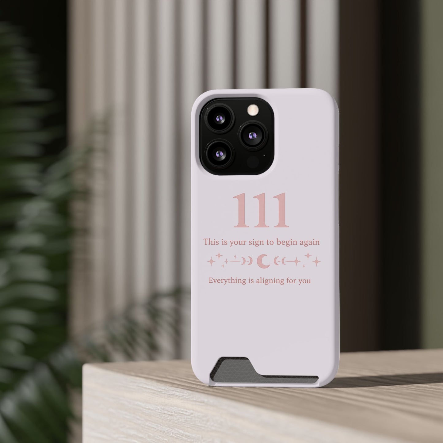 Phone Case with Card Holder — 111 Angel Number Design, 'This Is Your Sign to Begin Again' Protective Card Wallet