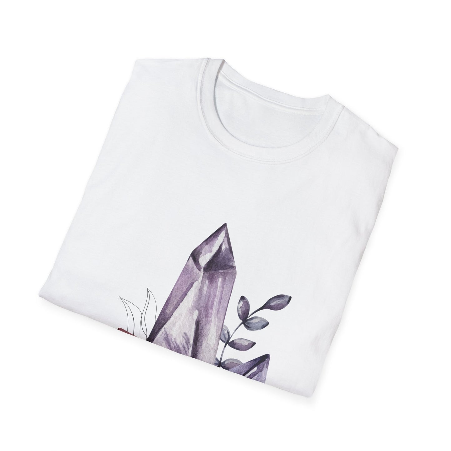 Crystal Cluster T-Shirt — Watercolor Amethyst & Rose Quartz Graphic Tee