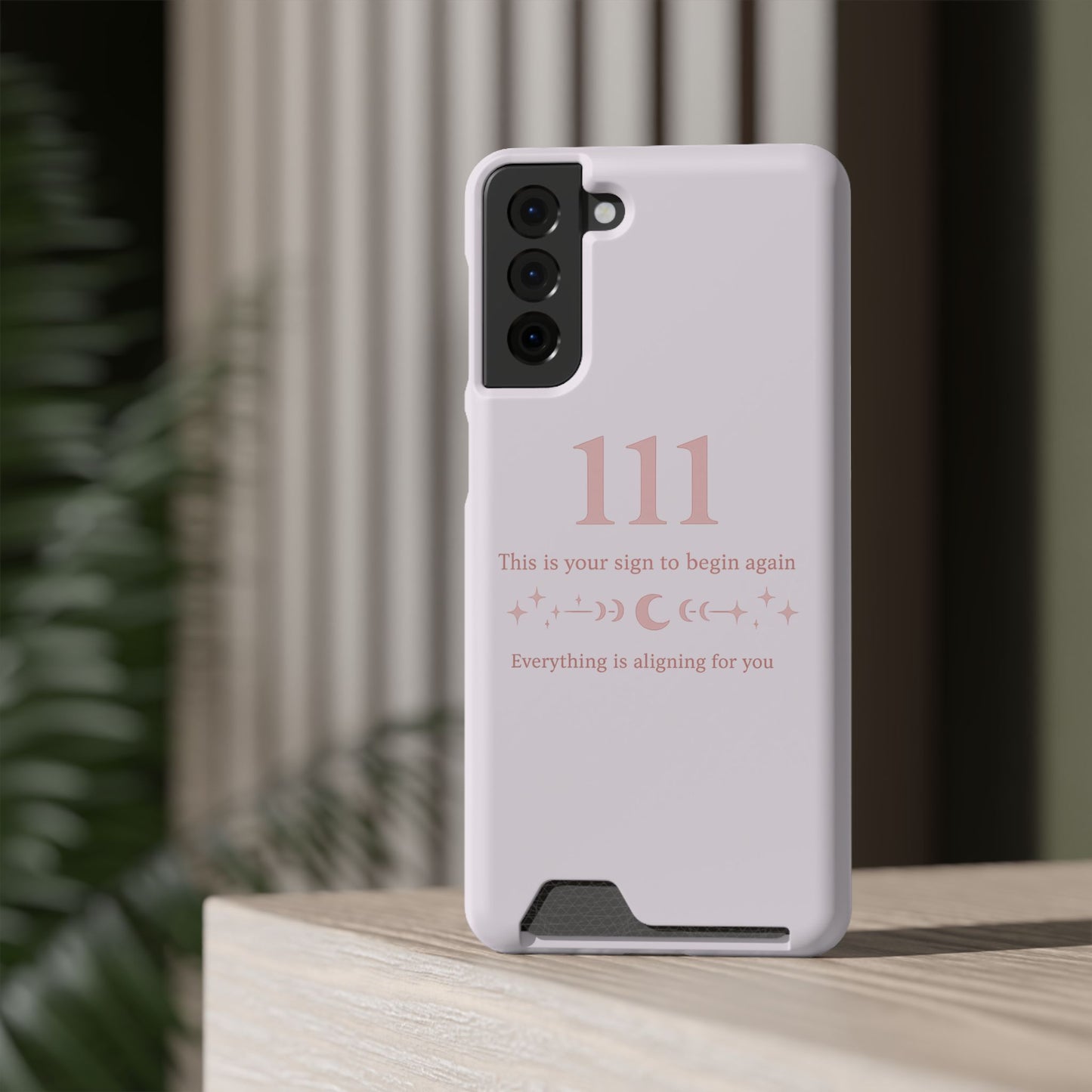 Phone Case with Card Holder — 111 Angel Number Design, 'This Is Your Sign to Begin Again' Protective Card Wallet