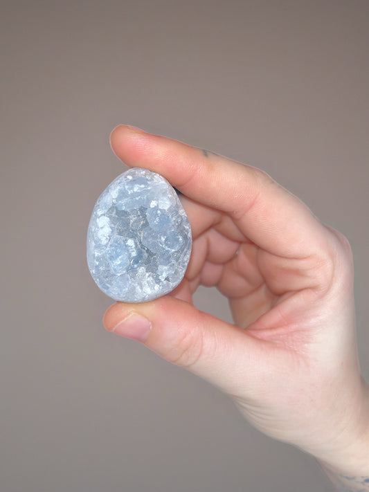 Celestite Palm Stone