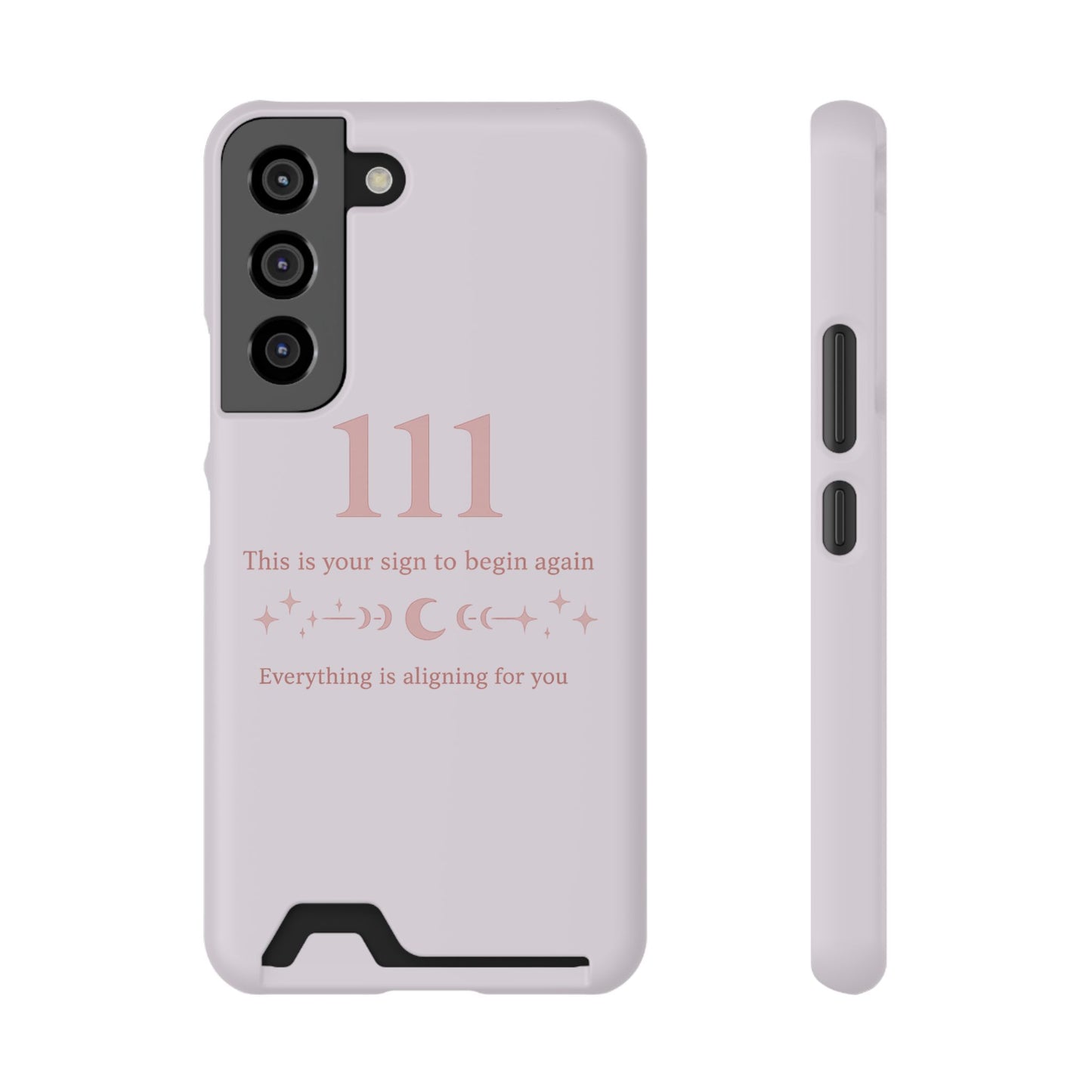 Phone Case with Card Holder — 111 Angel Number Design, 'This Is Your Sign to Begin Again' Protective Card Wallet