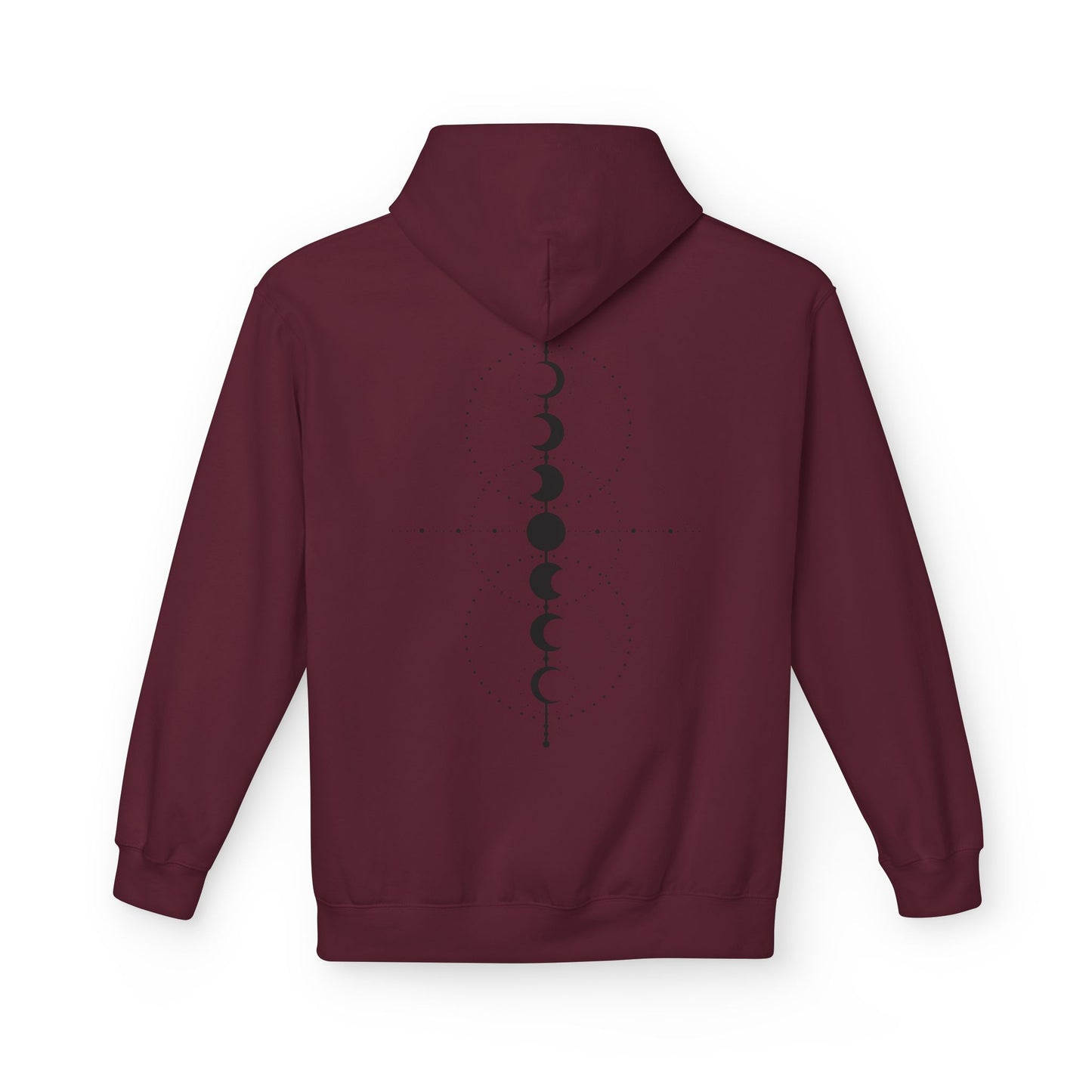 Moon Phase Graphic Hoodie — Minimal Celestial Back Print